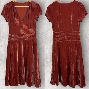 Essentiel Antwerp Ribbed Velvet Floral Embroidery Sequin Maxi‎ Dress Size 38 or6